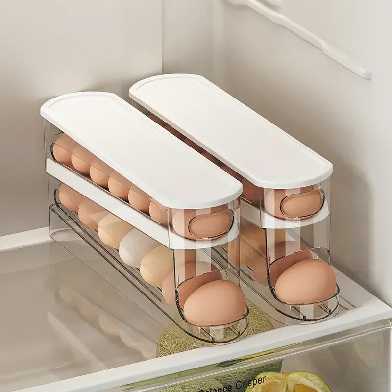 Automatic Rolling Egg Holder - Space-Saving Fridge Organizer