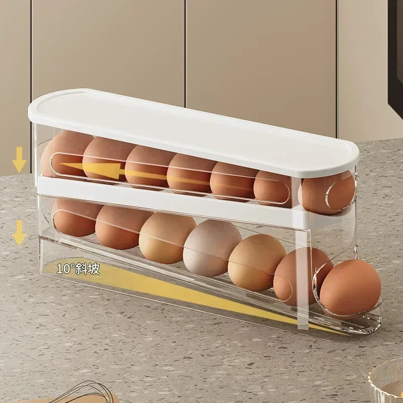 Automatic Rolling Egg Holder - Space-Saving Fridge Organizer