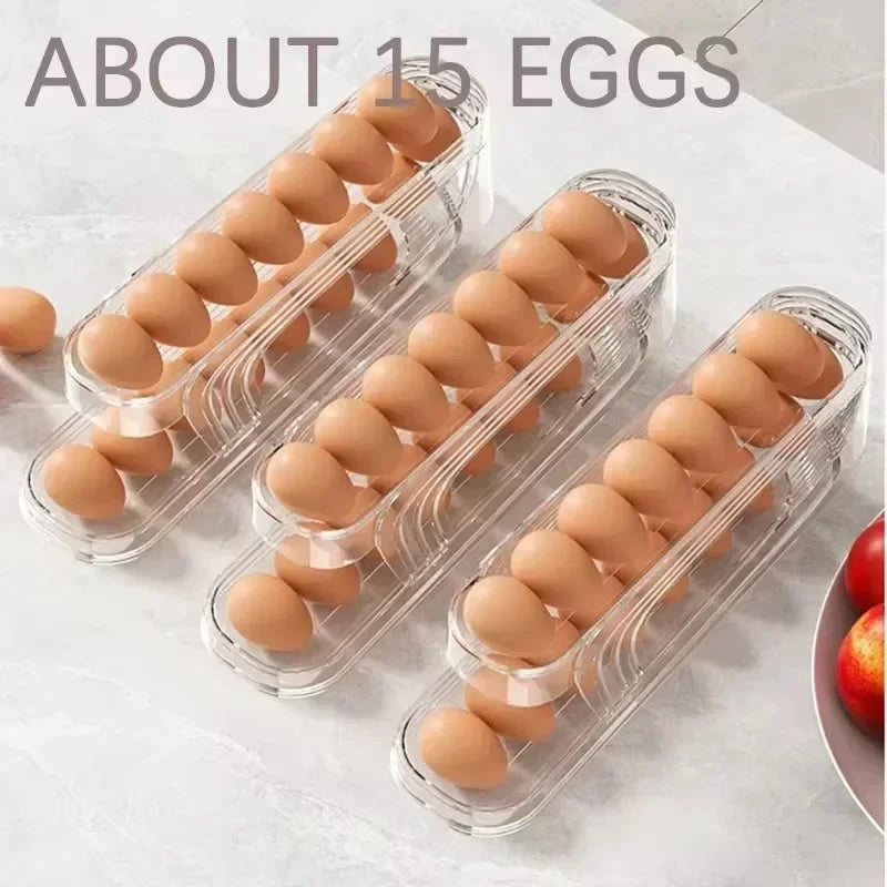 Automatic Rolling Egg Holder - Space-Saving Fridge Organizer