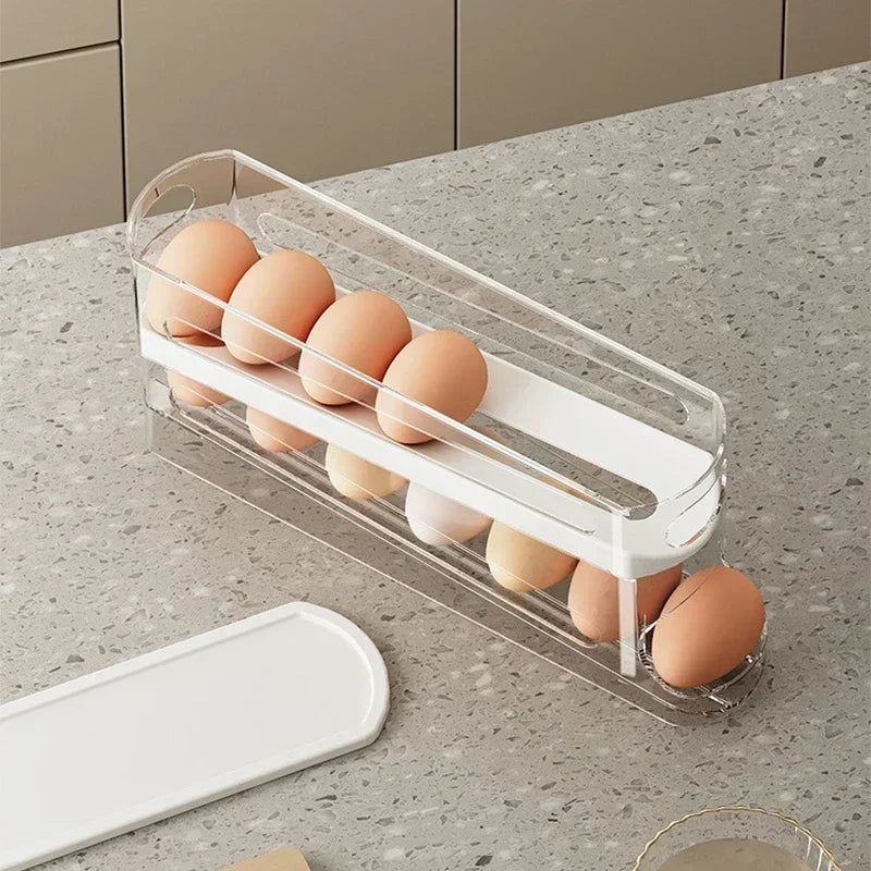 Automatic Rolling Egg Holder - Space-Saving Fridge Organizer